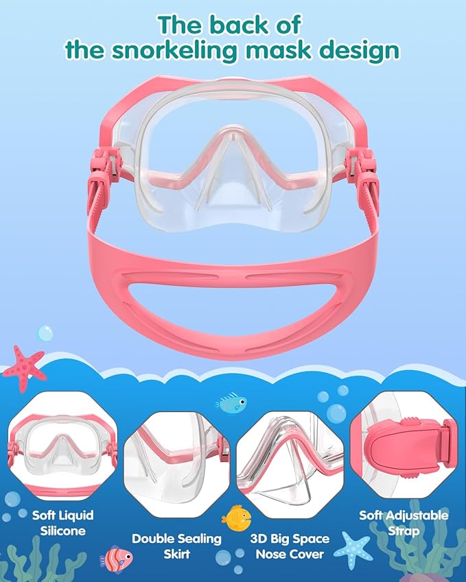 W WSTOO Kids Swim Goggles with Nose Cover,Snorkel Diving Swimming Mask for Youth 5-15,HD 3-Window Wide Vision Anti-Shattered Lens Anti-Fog&Leak-StrideForce Fitness