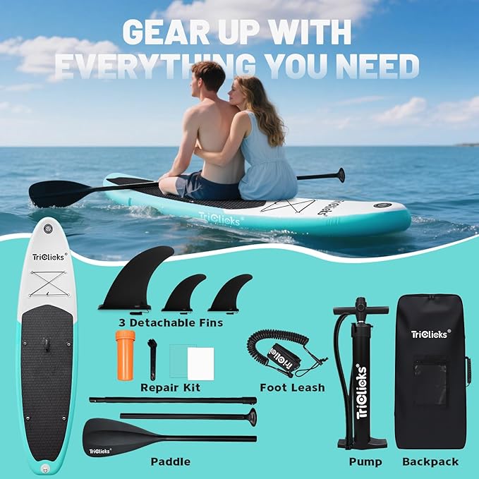 10' Inflatable Stand Up Paddle Board, Ultra-Light Wide Yoga Board for All Skill Levels with Premium SUP Paddleboard Accessories, 84L Waterproof Bag, Non-Slip Comfort Deck for Youth & Adults-StrideForce Fitness
