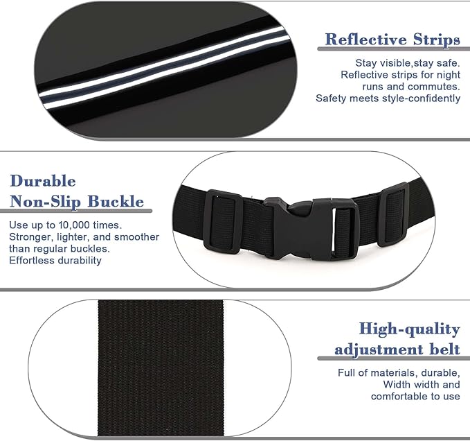 2 Pcs Running Belt for Men and Women, Slim Running Belt, Reflective Waterproof Double Pocket Design, Suitable for Running, Cycling, Mountaineering and Other Sports (Blue, Green)-StrideForce Fitness