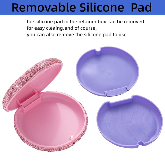 Retainer Holder Partial Denture Case Travel Retainer Container Mouthpiece Case Slim Dental Retainer Cases Orthodontic Mouthguard Case for Women(Pink)