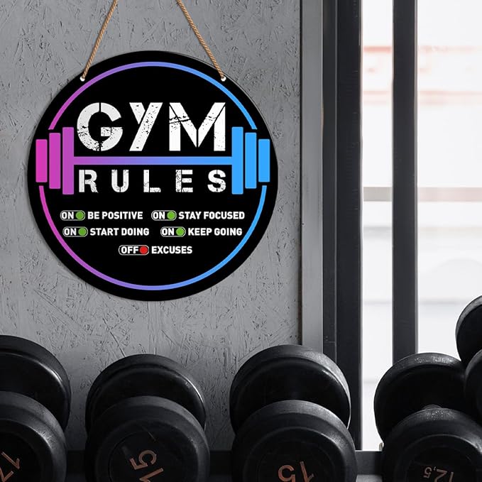 HSNBT Gym Signs Wall Decor, Home Gym Motivational Wall Decor Gym Hanging Signs Decorations for Fitness Workout Room Gift for Woman Man Gym Enthusiast, Gym Rules-StrideForce Fitness