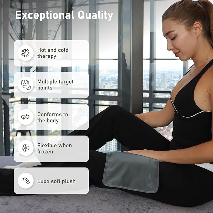 Medium Flexible Gel Ice Packs Reusable - Hot and Cold Soft Ice Packs for Injuries Reusable for Ankle, Arm, Foot, Leg, Back Pain Relief - 8" x 12" - 2PK - Grey-StrideForce Fitness