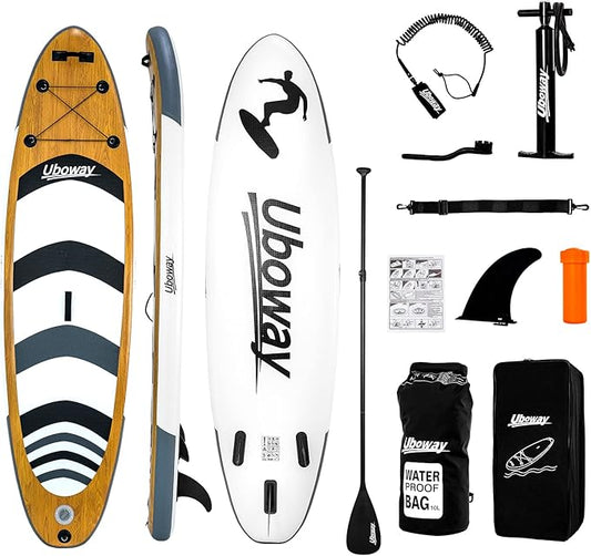 Inflatable Stand Up Paddle Board: Uboway Inflatable Kayak Paddle Board with Premium SUP Accessories, Non-Slip Comfort Deck with Backpack, Bonus Dry Bag & Hand Pump, Sup Board for Yoga Fishing Surf-StrideForce Fitness