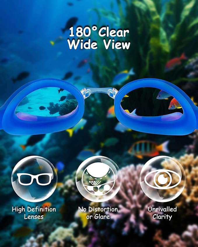 Kids Swim Goggles, Anti-fog and UV Protection with Swim Cap for Age 3-15 Youth Boys Girls Toddler-StrideForce Fitness