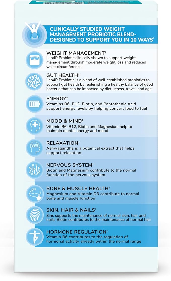 Health & Her Weight Management Probiotics for Women - Perimenopause & Menopause Supplement - Clinically Studied 50bn CFU Probiotics to Support Gut Health, Energy, Mood & Mind, Vegan (60 ct - 1 Month)-StrideForce Fitness