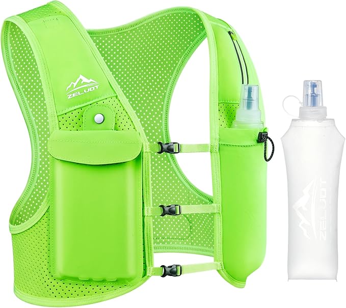 Running Vest for Women Men, USA Original Patent, Adjustable Chest Straps Running Hydration Vest with 500ml Soft Flask, Lightweight Reflective Hydration Backpack for Marathon-StrideForce Fitness