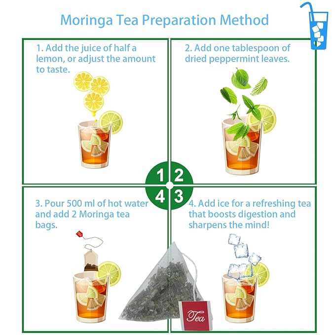 Samcci - Moringa Tea - 50 Tea Bags - Pure Moringa Leaves, Herbal Tea for Supporting Digestion & Immune System - Non-GMO - Vegan - Caffeine-Free - Natural Herbal-StrideForce Fitness