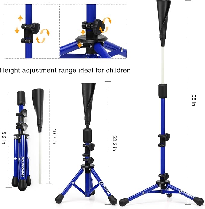 Baseball Tee for Kids,Batting Tee,Softball Tee,Youth Hitting Tee,Teeball Tee,Travel Tee,Easy Adjustable Height-StrideForce Fitness