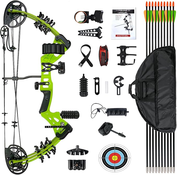 Youth Compound Bow Set 15-45 Lbs for Teens and Beginner, Package with Archery Hunting Equipment, Max Speed 260fps, Adjustable, Right Hand-StrideForce Fitness