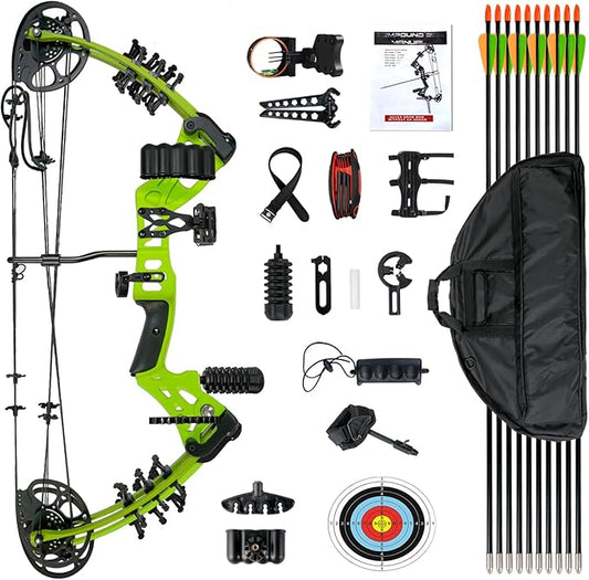 Youth Compound Bow Set 15-45 Lbs for Teens and Beginner, Package with Archery Hunting Equipment, Max Speed 260fps, Adjustable, Right Hand-StrideForce Fitness