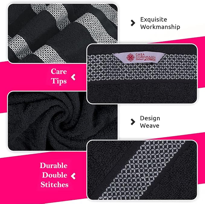 CASA COPENHAGEN Solitaire Towels, 4 Pieces Bath Towel Set- Pine Grey, 600 GSM Designed in Denmark Made of Soft Egyptian Cotton for Bathroom, Kitchen & Shower-StrideForce Fitness