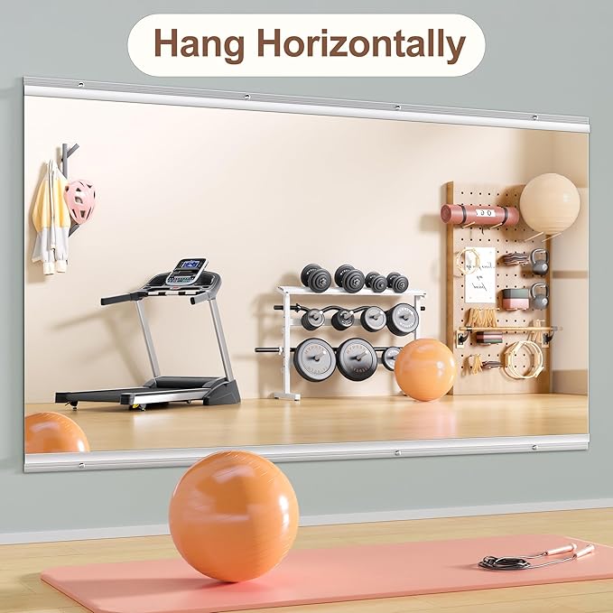 Hasipu Home Gym Mirror 63" L x 28" W - 1PC Large Full Body Mirror for Yoga, Wall-Mounted Mirrors for Fitness, Garage, Dance Studio, 0.16in Tempered Glass Frameless-StrideForce Fitness