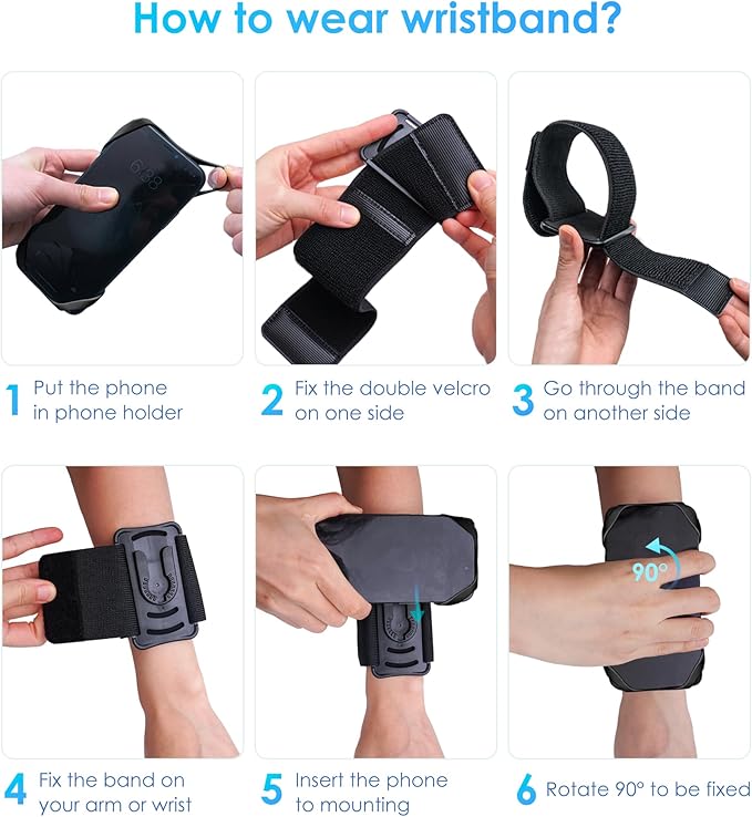 Cikyner Running wristband, Running Phone Holder Sports wristband 360° Rotatable & Detachable Running Phone wristband for 4.5- 7'' iPhone for Gym Jogging Cycling Hiking-StrideForce Fitness
