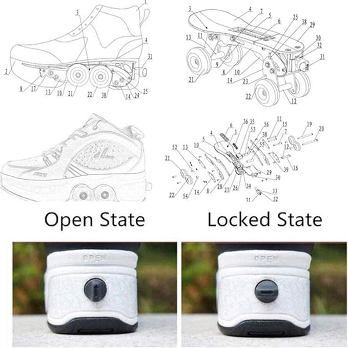 Double-Row Deform Wheel Automatic Walking Shoes Invisible Deformation Roller Skate 2 in 1 Removable Pulley Skates Skating Parkour-StrideForce Fitness
