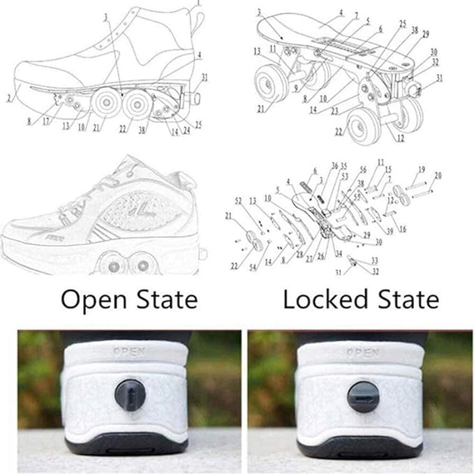 Double-Row Deform Wheel Automatic Walking Shoes Invisible Deformation Roller Skate 2 in 1 Removable Pulley Skates Skating Parkour-StrideForce Fitness