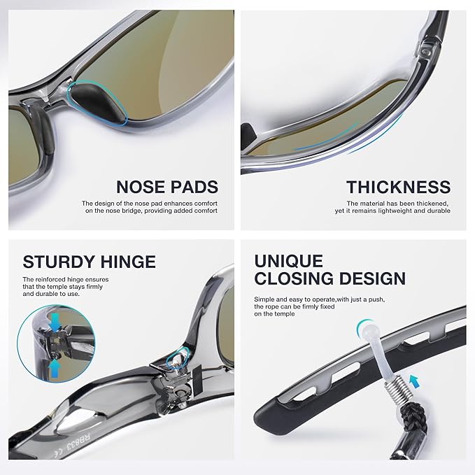 RIVBOS Sunglasses for Men Women Polarized UV Protection Sports Fishing Driving Shades Cycling RB833-StrideForce Fitness