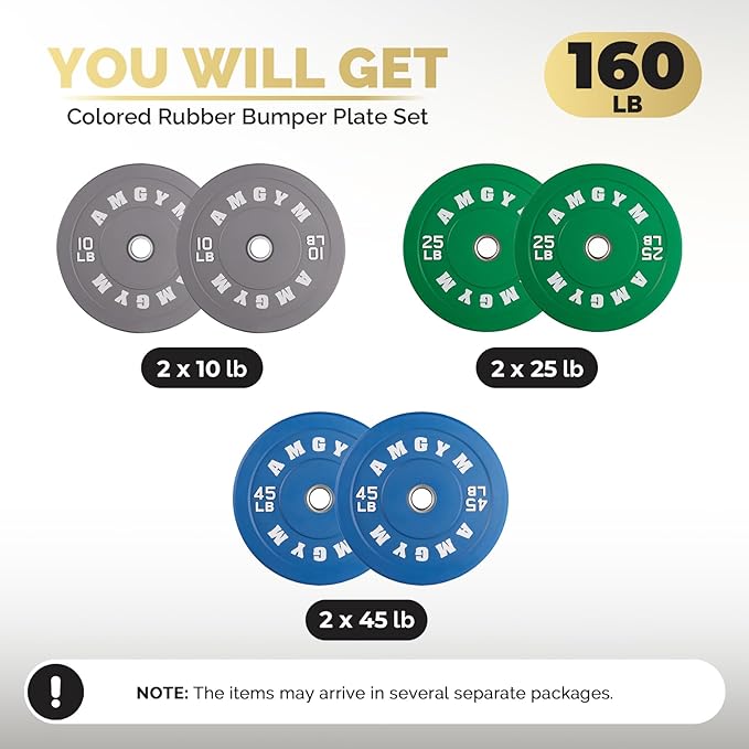 2 Inch Bumper Plates，10-500lbs，Barbell Rubber Olympic Weight Plates Set for Home Gym, Strength Training & Weight Lifting, Multiple Options Colors-StrideForce Fitness