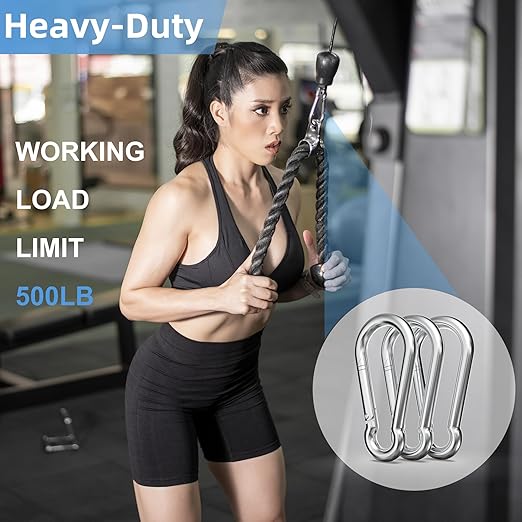 120PCS 3" Spring Snap Hook Carabiners, M8 x 3-1/8inch Heavy Duty Carabiner Clip Galvanized Steel Quick Link Snap Hook, 500LBS Holding Capacity for Swing, Hammock, Hiking, Gym, Travel Camping, Keychain-StrideForce Fitness