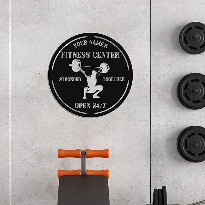 Personalized Home Gym LED Tin Metal Sign Multiple Sizes, Gym Sign Wall Decor, Exercise Workout Room Decor Fitness Center, Motivational Inspirational Hanging Wall Art Wall Plaque (04 w/o lights)-StrideForce Fitness