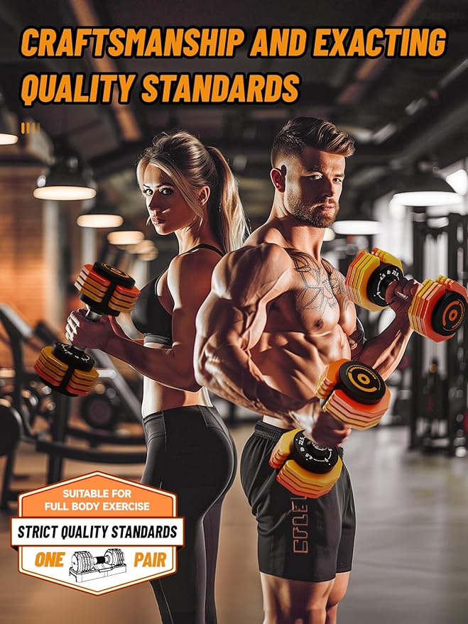 Adjustable Dumbbells Set 12.5LB/22.5LB Pair, 1-Sec Fast Adjustable 5 Weights by Turning Handle, Premium Comfort Non-slip Metal Dumbbells with Tray, Compact Size for Full Body Home Workout-StrideForce Fitness