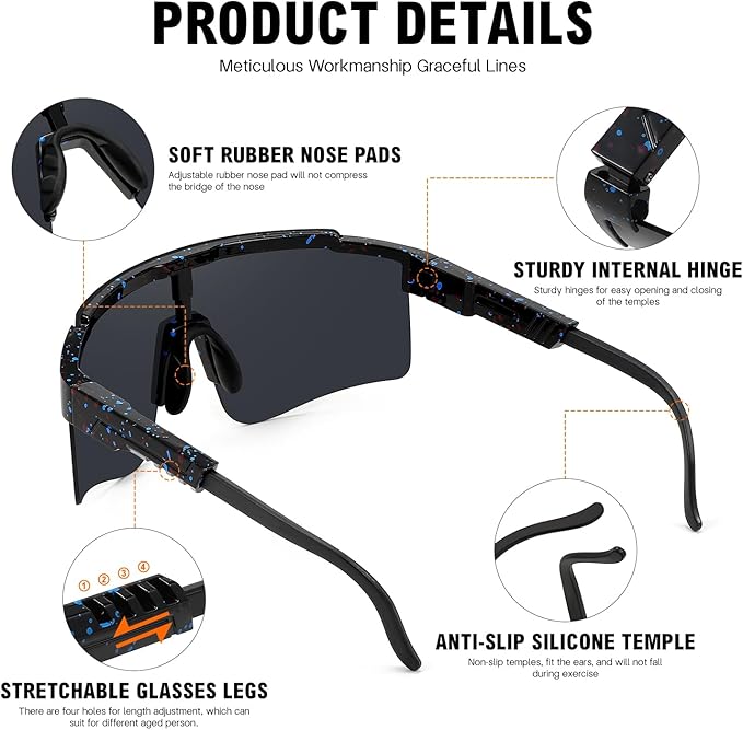 MALIDAK Sports Sunglasses for Mens Women Youth Baseball Sunglasses UV400 Protection Men Cycling Glasses-StrideForce Fitness