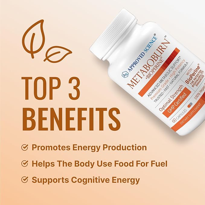 Approved Science Metaboburn - Metabolic Support - Green Tea and BioPerine - High-Potency Extract - 50% EGCG - Non-GMO, Allergen-Free, Vegan - 60 Capsules - Pack of 6 - Made in The USA-StrideForce Fitness
