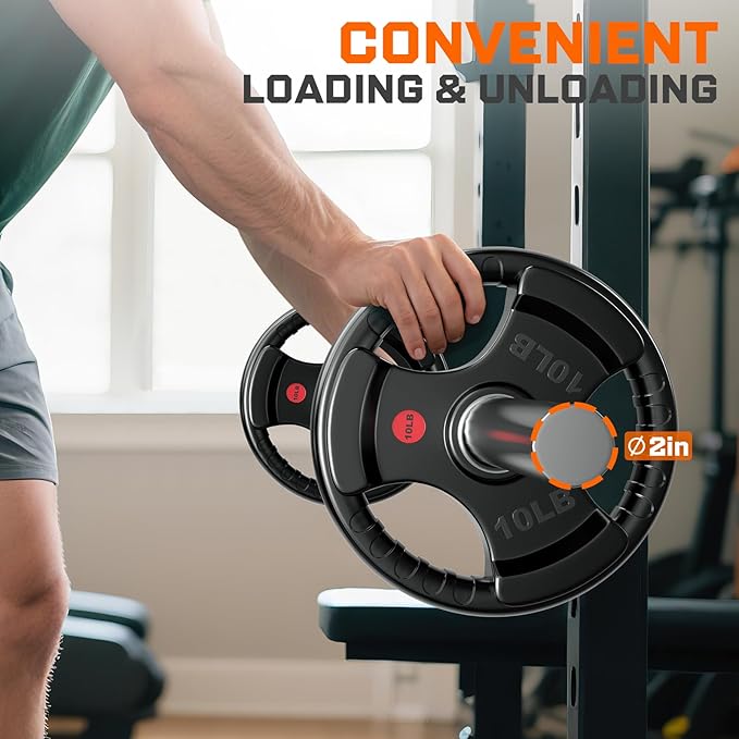 XDDIAS Rubber Weight Plates for Barbell, 2-Inch Olympic Grip Plate for Strength Training, Weightlifting and Bodybuilding in Home & Gym, Solid Cast Iron Weight Plates Pair and Sets-StrideForce Fitness