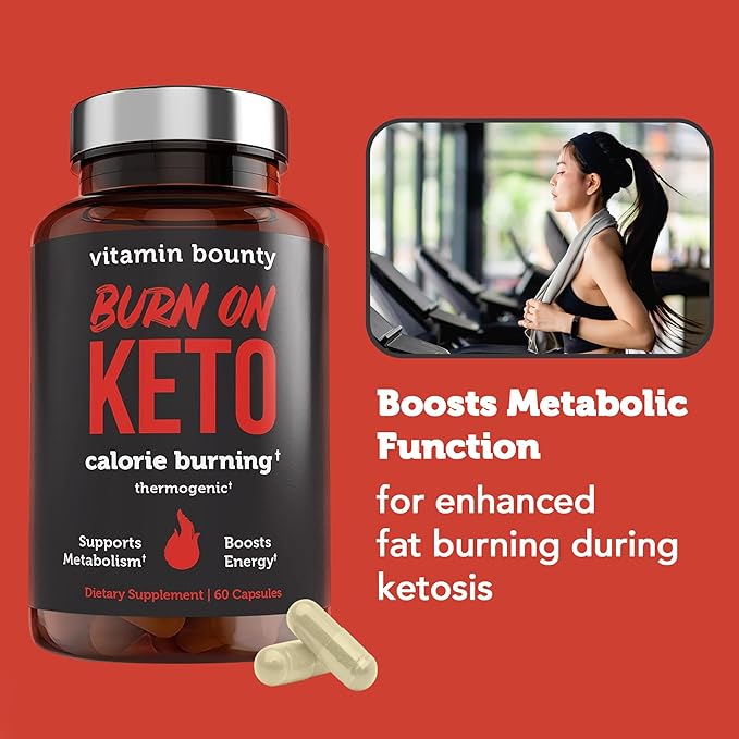 Vitamin Bounty Burn On Thermogenic Keto Fat Burner for Men & Women - Weight Loss Supplement with Raspberry Ketones - Metabolism Booster, Energy Pills, Appetite Suppressant - 60 Capsules-StrideForce Fitness