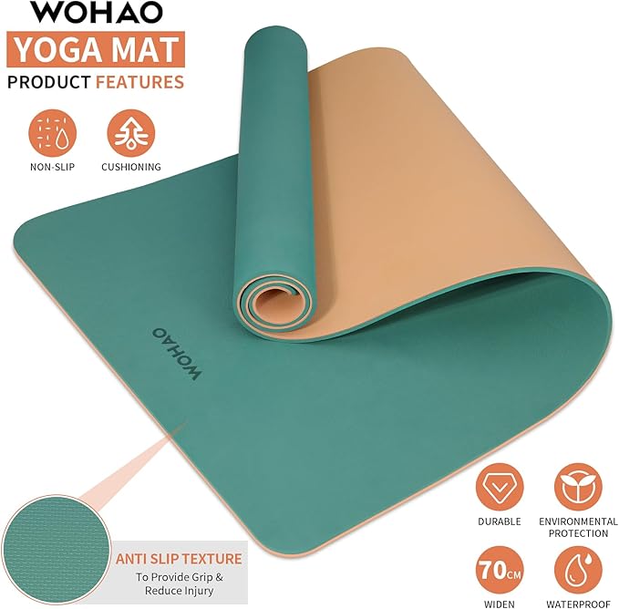 Extra Thick 8mm Yoga Mat, 72"x28" Non Slip Exercise Mat, Reversible 2-Sided Dual Color Premium POE Material, with Carrying Strap for Yoga, Pilates, Home Gym-StrideForce Fitness