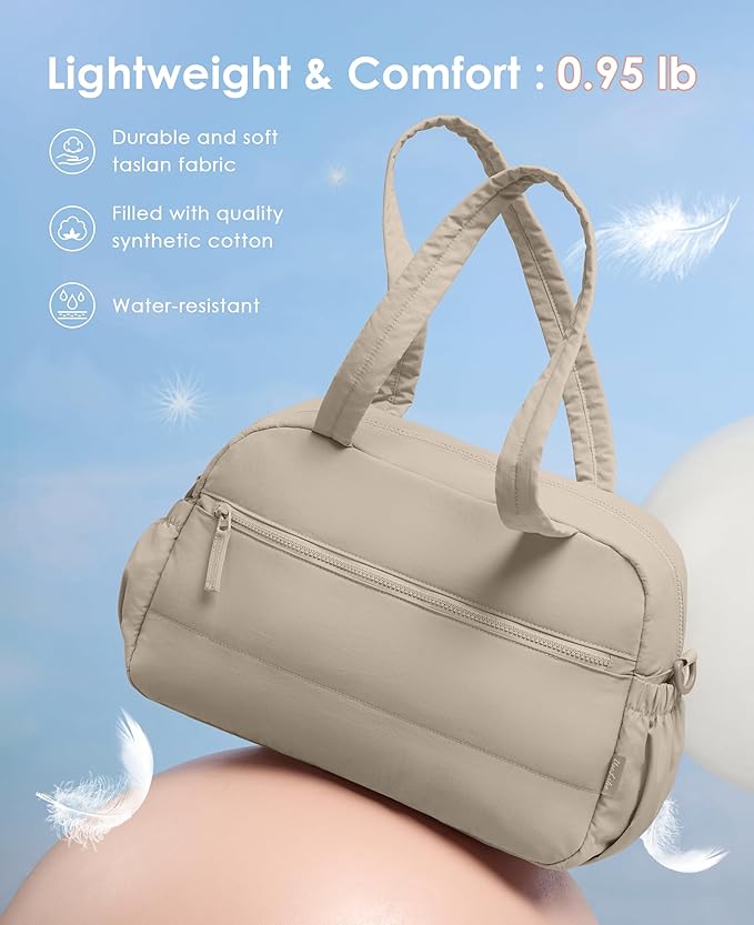 Gym Bag for Women, Travel Duffle Bags with Wet Pocket, Lightweight Carry on Bag Overnight Weekender Duffel Bag, Water Resistant (Khaki Ash)-StrideForce Fitness