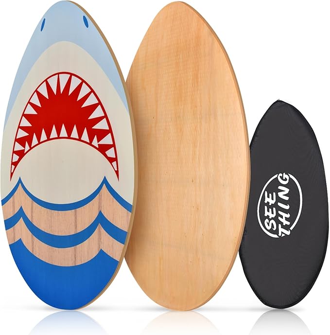 seething 35 Inch Skimboard with High Gloss Coat Wood Skim Board for Beginners,Kids, Teenagers, Adults and All Skimming-StrideForce Fitness