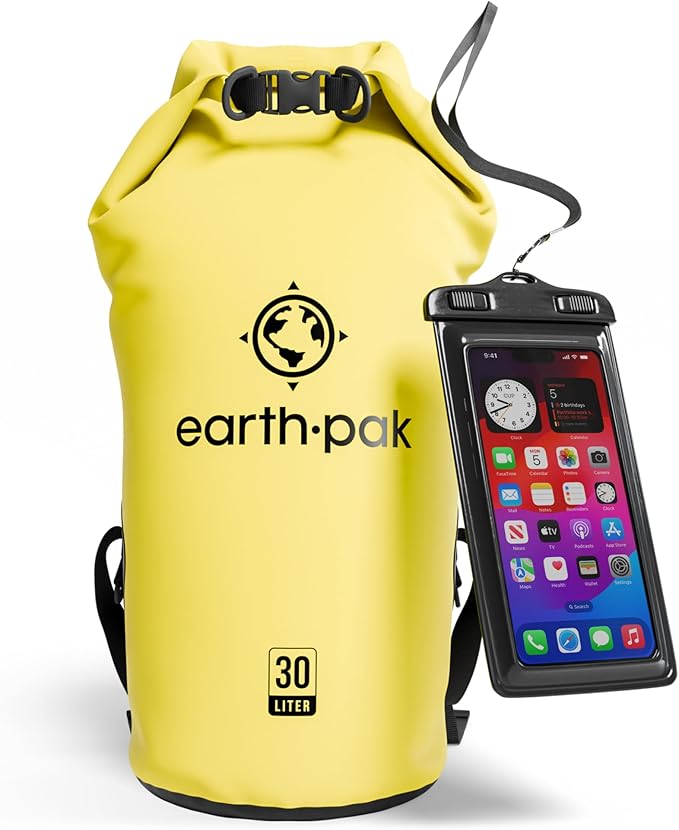 Earth Pak Waterproof Dry Bag - Roll Top Waterproof Backpack Sack Keeps Gear Dry for Kayak with Waterproof Phone Case-StrideForce Fitness