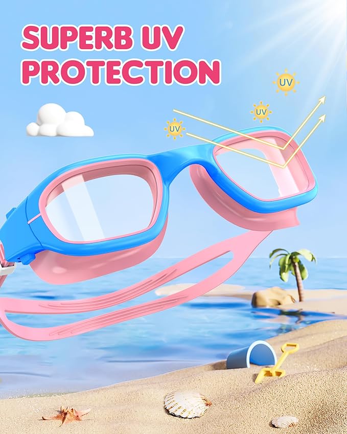 Kids Swim Goggles,Swimming Goggles for Kids 6-14, Anti-Fog UV Protection Pool Glasses for Boys Girls-StrideForce Fitness