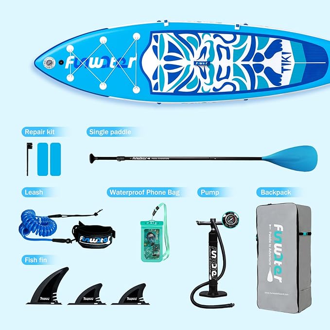 FunWater Inflatable Ultra-Light Stand Up Paddle Board for All Skill Levels with Premium SUP Paddleboard Accessories,Non-Slip Comfort Deck for Youth & Adults-StrideForce Fitness