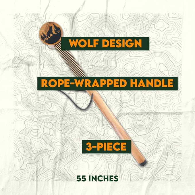 SE 3 Piece 55" Detachable Pine Wood Walking/Hiking Stick with Metal Tip, Reinforced Rubber Tip, and Water-Resistant Travel Pouch - Portable and Durable for Outdoor Adventures-StrideForce Fitness
