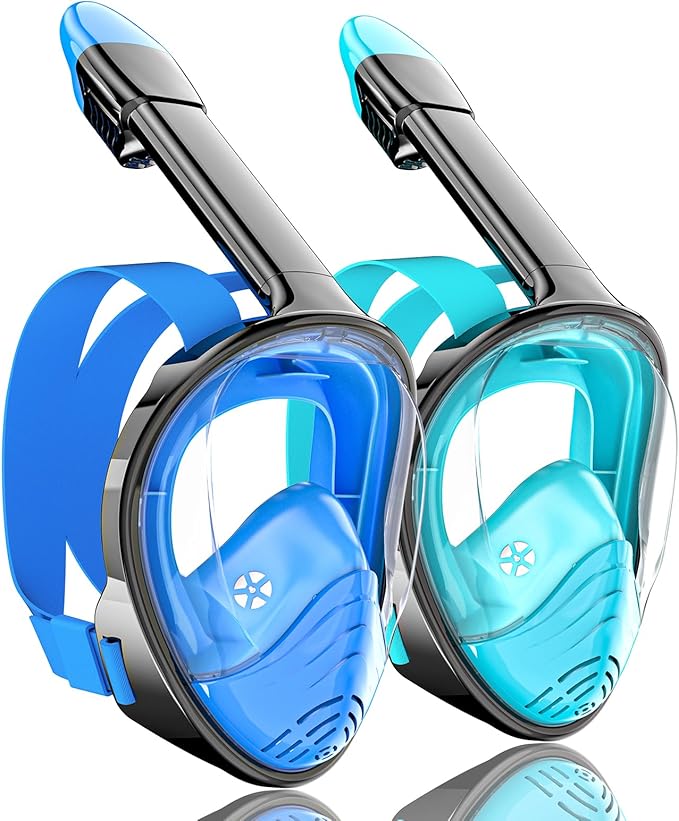 QingSong Full Face Snorkel Mask for Adults, Snorkeling Gear with Camera Mount, 180 Degree Panoramic View Snorkel Set Anti-Fog Anti-Leak-StrideForce Fitness