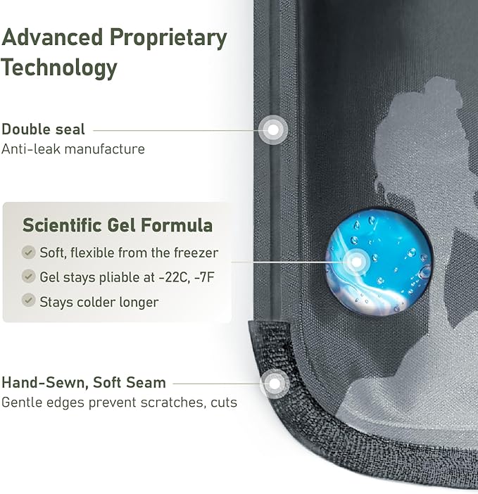 Medium Flexible Gel Ice Packs Reusable - Hot and Cold Soft Ice Packs for Injuries Reusable for Ankle, Arm, Foot, Leg, Back Pain Relief - 8" x 12" - Grey-StrideForce Fitness