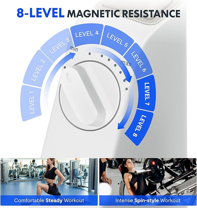 FLEXISPOT Exercise Bike with 2D Desktop, Space Saving Under Desk Bike with Removable Desk, Stationary Bikes Indoor Bikes with 300LBS Heavy Duty 8-Level Resistance Flywheel Optional LCD, V9PRO/V9MAX-StrideForce Fitness