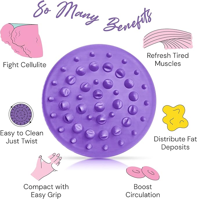Scala Silicone Cellulite Massager, Bath Shower Scrubber Accessories, Bathroom Toys, Cellulite Remover, Body Massager Tool, Exfoliator, Fat Roller Use with Creams and Oils, Purple-StrideForce Fitness