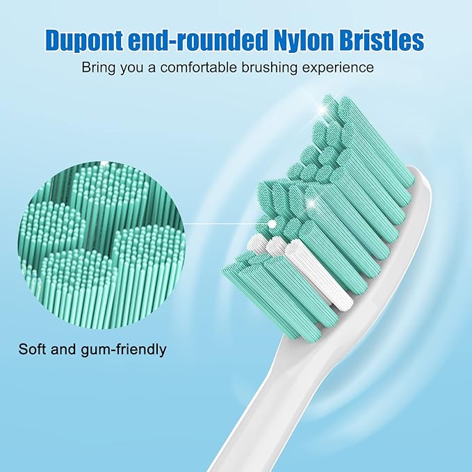 Replacement Brush-Heads Compatible with Philips Sonicare: e-Series Toothbrush Heads HX7022/66 fits Essence & CleanCare Electric Brush Handles, 6 Pack
