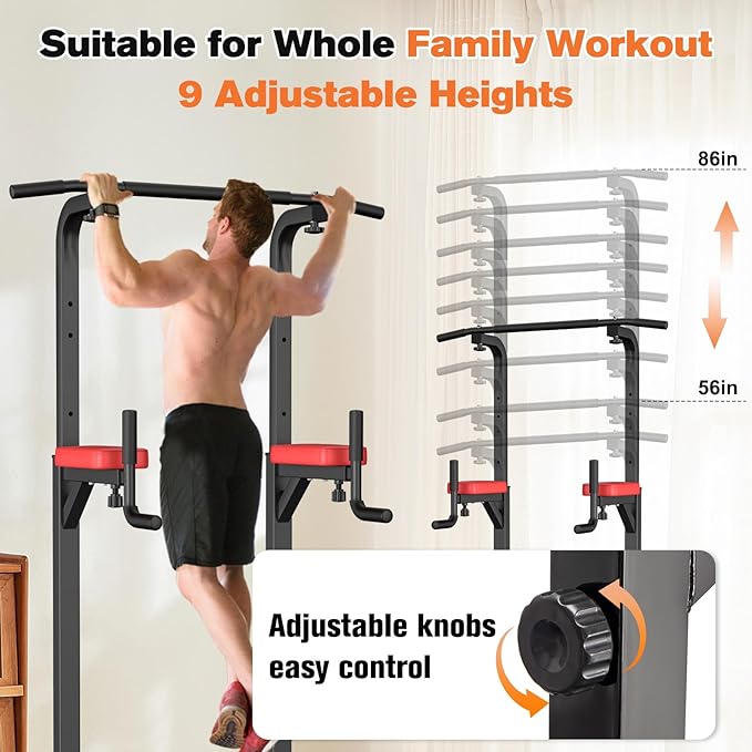 RELIFE REBUILD YOUR LIFE Power Tower Pull Up Bar Station Workout Dip Station for Home Gym Strength Training Fitness Equipment-StrideForce Fitness