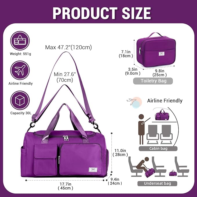 FIORETTO Women's Gym Duffle Bag with Shoes Compartment, 37L Capacity, Ideal for Travel, Gym, Sports, Duffel, Weekender-StrideForce Fitness