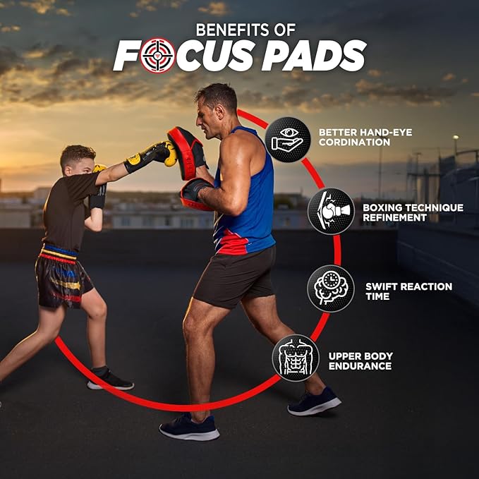 WYOX Curved Boxing Punch Mitts – Boxing Pads Training Set, Punching Mitts for Adults, Kickboxing Pads, Muay Thai Pads, Karate Pads, MMA Training Equipment, Martial Arts Focus Pads-StrideForce Fitness