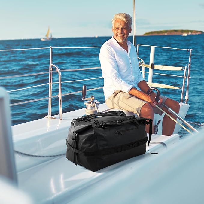 Haimont Large Waterproof Duffel Backpack Roll-Top Heavy Duty Dry Duffle Bag for Boating, Travel, Motorcycle, Kayaking, Camping, 60L-StrideForce Fitness