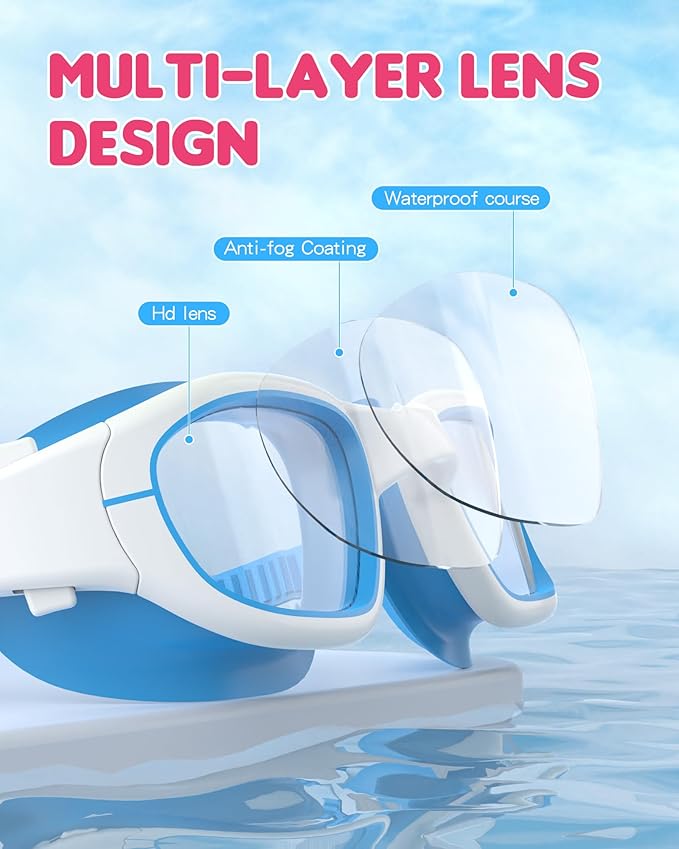 Kids Swim Goggles,Swimming Goggles for Kids 6-14, Anti-Fog UV Protection Pool Glasses for Boys Girls-StrideForce Fitness