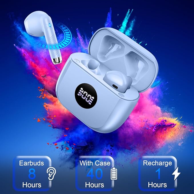Wireless Earbuds, Bluetooth 5.3 Ear Buds LED Power Display Headphones Bass Stereo, Bluetooth Earbuds in-Ear Noise Cancelling Mic, 40H Playback Mini Case IP7 Waterproof Sports Earphones for Android iOS-StrideForce Fitness