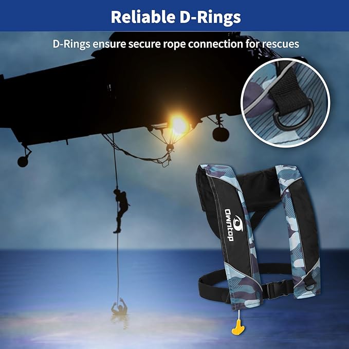 Owntop Manual Inflatable Swim Jacket, Neoprene Padded Neckline, 33g C02 Cylinder Included, Multiple Reflective Strips, Compact Design for Kayak, Fishing, Paddle Sports-StrideForce Fitness