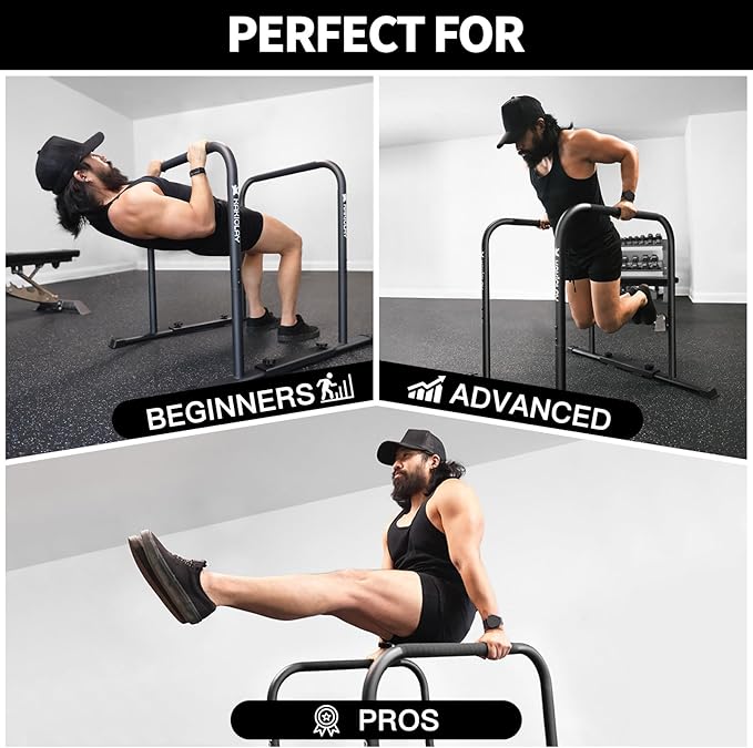 2025 Upgrade World's Best Strongest Premium Dip Bars With Adjustable Ultra-Stable Settings & Non-Slip Feet - USA Original Patent, Designed, Shipped, Warranty-StrideForce Fitness