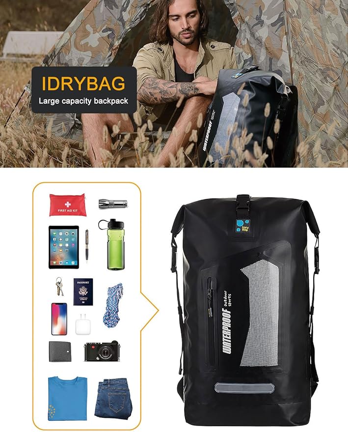 IDRYBAG Waterproof Backpack for Men 20L/30L/40L, Floating Dry Bag Kayak, Dry Backpack Hiking-StrideForce Fitness