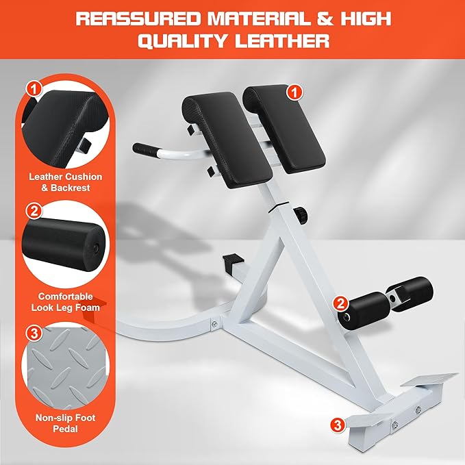 Roman Chair Hyperextension Bench - Adjustable Back Extension Machine for Home Gym, Core & Lower Back Workout, 250lbs Weight Capacity, Heavy Duty Steel Frame-StrideForce Fitness